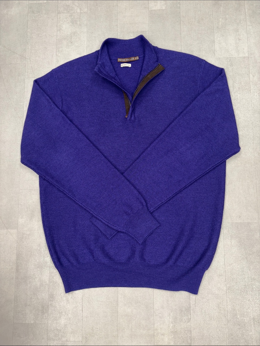 Peter Millar 100% Merino Wool Purple Quarter Zip Pullover